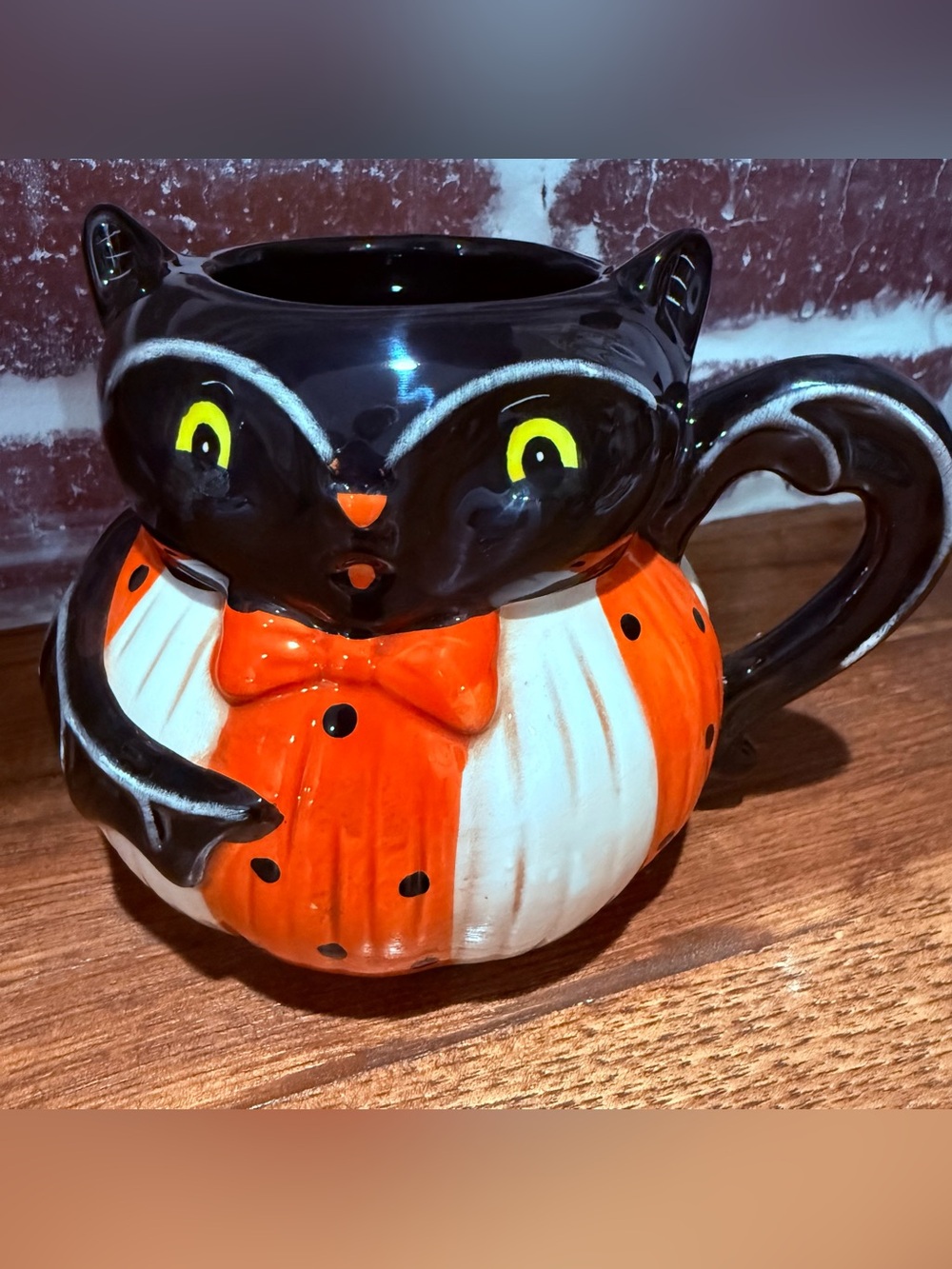 Johanna Parker Black & Orange Ceramic Bat Coffee Mug